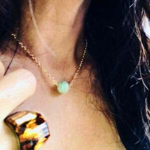 Bright color Aventurine Vermeil gold 925 stamped dainty chain pendant necklace
